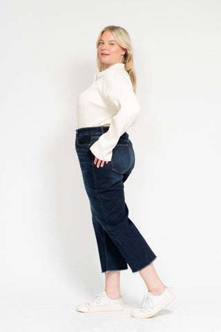 Judy Blue High Waist Wide Leg Crop Denim Jeans 82517