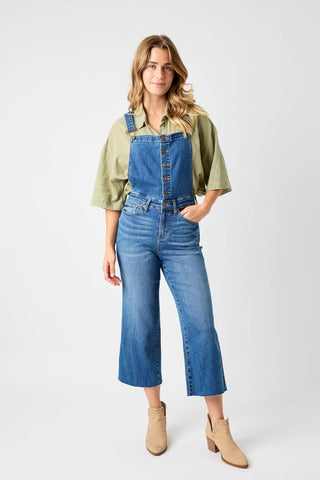 Judy Blue High Waist Wide Leg Crop Overall Denim Jeans 88676