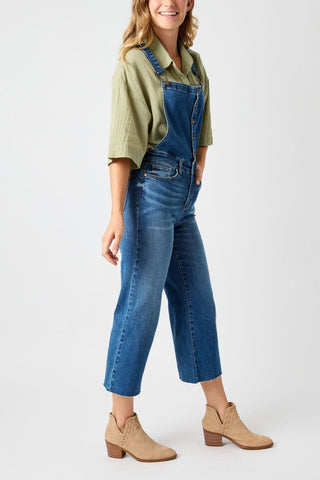 Judy Blue High Waist Wide Leg Crop Overall Denim Jeans 88676