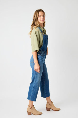 Judy Blue High Waist Wide Leg Crop Overall Denim Jeans 88676
