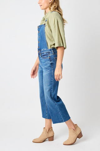 Judy Blue High Waist Wide Leg Crop Overall Denim Jeans 88676