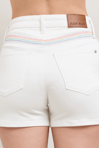 Judy Blue High Waist Yoke & Rainbow Stitch Detail Denim Short 150239