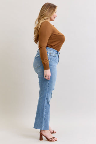 Judy Blue Mid Rise 90's Destroy Straight Denim Jeans 881010