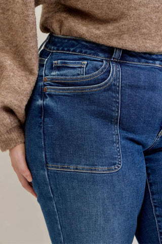 Judy Blue Mid Rise 90's Front Patch Double Pocket Straight Denim Jeans 82680