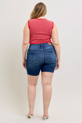 Judy Blue Mid Rise Bermuda Denim Short 152108