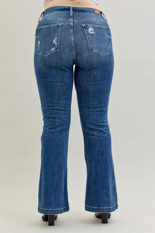 Judy Blue Mid Rise Button Fly Flare Denim Jeans 82430