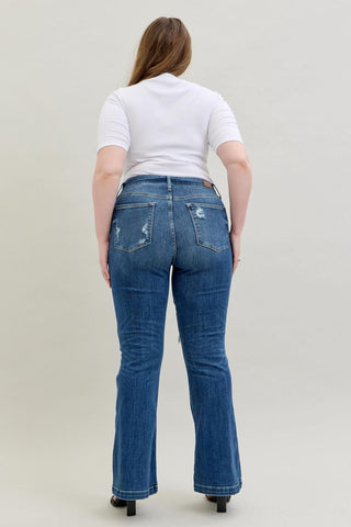 Judy Blue Mid Rise Button Fly Flare Denim Jeans 82430