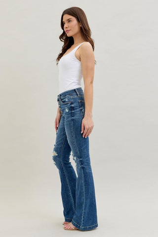 Judy Blue Mid Rise Button Fly Flare Denim Jeans 82430