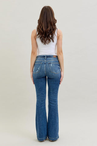 Judy Blue Mid Rise Button Fly Flare Denim Jeans 82430