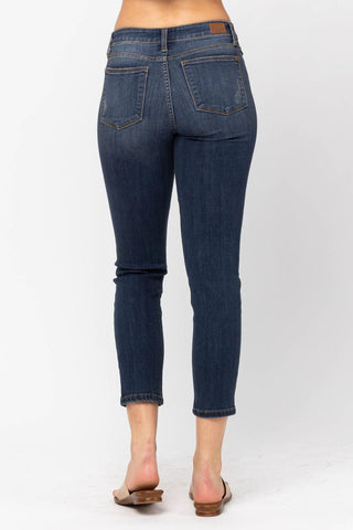 Judy Blue Mid Rise Cropped Relaxed Denim Jeans 82251 - Inseam Options