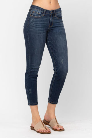 Judy Blue Mid Rise Cropped Relaxed Denim Jeans 82251 - Inseam Options