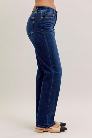 Judy Blue Mid Rise Dark Straight Denim Jeans 82679 - Inseam Options
