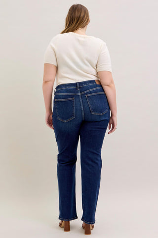 Judy Blue Mid Rise Dark Straight Denim Jeans 82679 - Inseam Options