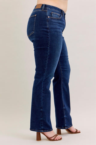 Judy Blue Mid Rise Dark Straight Denim Jeans 82679 - Inseam Options