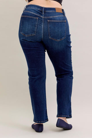 Judy Blue Mid Rise Dark Straight Denim Jeans 82679 - Inseam Options
