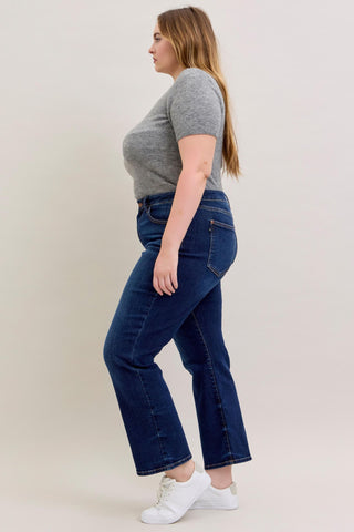Judy Blue Mid Rise Dark Straight Denim Jeans 82679 - Inseam Options