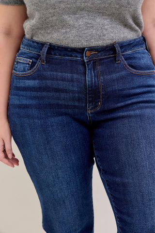 Judy Blue Mid Rise Dark Straight Denim Jeans 82679 - Inseam Options