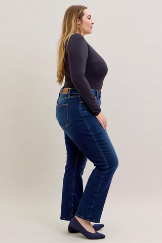 Judy Blue Mid Rise Dark Straight Denim Jeans 82679 - Inseam Options