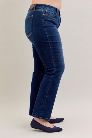 Judy Blue Mid Rise Dark Straight Denim Jeans 82679 - Inseam Options