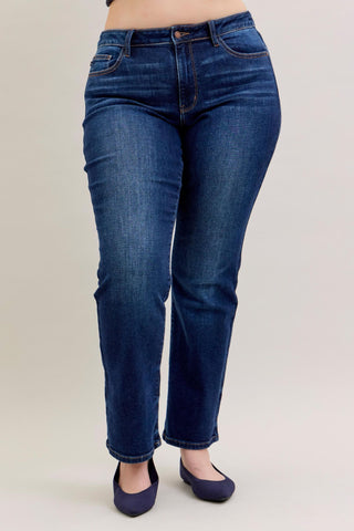 Judy Blue Mid Rise Dark Straight Denim Jeans 82679 - Inseam Options