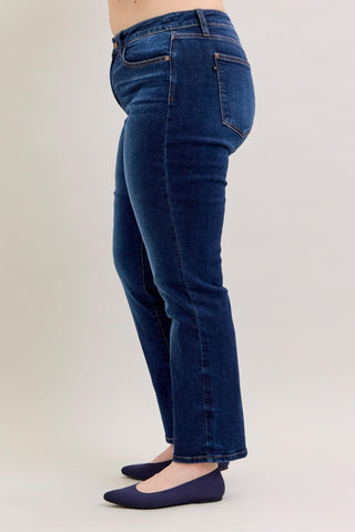 Judy Blue Mid Rise Dark Straight Denim Jeans 82679 - Inseam Options
