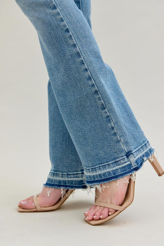 Judy Blue Mid Rise Destroy & Release Hem Bootcut Denim Jeans 88632