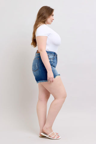 Judy Blue Mid Rise Double Button Destroyed Dad Denim Short 152103