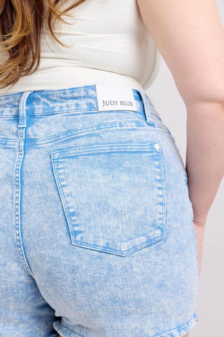 Judy Blue Mid Rise Garment Dyed Cyan Denim Short 150348