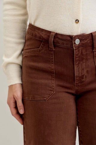 Judy Blue Mid Rise Garment Dyed Maple Utility Pocket Wide Leg Crop Denim Jeans 881017