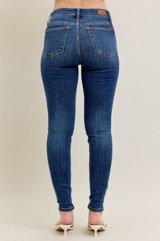 Judy Blue Mid Rise Handsand Skinny Denim Jeans 82252