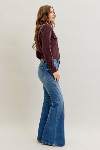 Judy Blue Mid Rise Jaqueline Double Angle Seam Flare Denim Jeans 881014