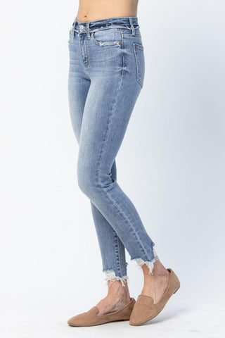Judy Blue Mid Rise Release Waistband Detail Skinny Denim Jeans 82408