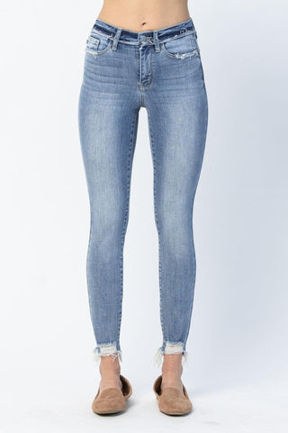 Judy Blue Mid Rise Release Waistband Detail Skinny Denim Jeans 82408