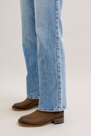 Judy Blue Mid Rise Rigid Magic Destroy Straight Denim Jeans 881060