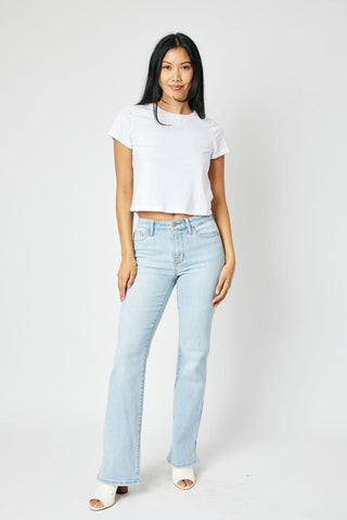 Judy Blue Mid Rise Side Slit Hem Bootcut Denim Jeans 82552
