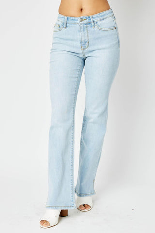 Judy Blue Mid Rise Side Slit Hem Bootcut Denim Jeans 82552