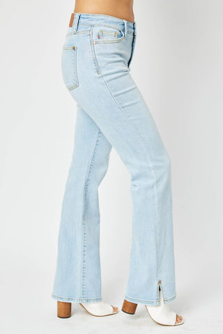 Judy Blue Mid Rise Side Slit Hem Bootcut Denim Jeans 82552