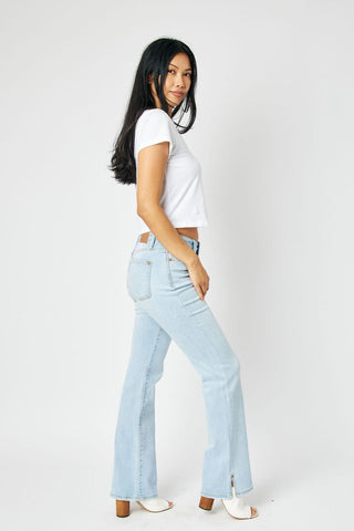 Judy Blue Mid Rise Side Slit Hem Bootcut Denim Jeans 82552