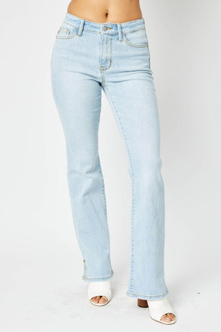 Judy Blue Mid Rise Side Slit Hem Bootcut Denim Jeans 82552