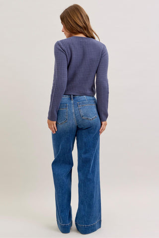 Judy Blue Mid Rise Trouser Retro Wide Leg Denim Jeans 82674