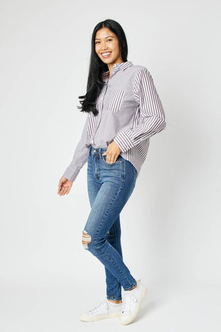 Judy Blue Mid Rise Tummy Control Destroy Skinny Denim Jeans 88798