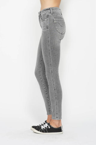 Judy Blue Mid Rise Tummy Control Shield Pockets Skinny Denim Jeans 88862