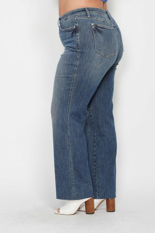 Judy Blue Mid Rise "Tummy Control" Vintage Straight Denim Jeans 88870