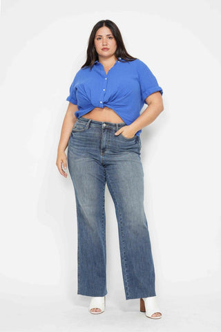 Judy Blue Mid Rise "Tummy Control" Vintage Straight Denim Jeans 88870