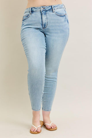 Judy Blue Mid Rise Tummy Control Vintage Wash Skinny Denim Jeans 88980
