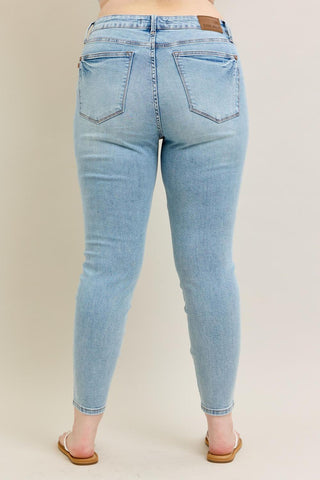 Judy Blue Mid Rise Tummy Control Vintage Wash Skinny Denim Jeans 88980