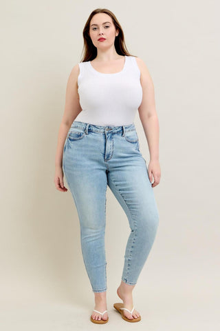Judy Blue Mid Rise Tummy Control Vintage Wash Skinny Denim Jeans 88980