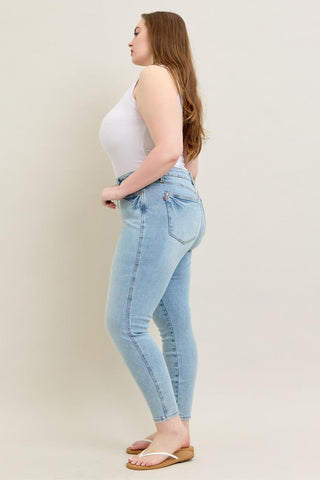Judy Blue Mid Rise Tummy Control Vintage Wash Skinny Denim Jeans 88980