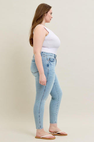 Judy Blue Mid Rise Tummy Control Vintage Wash Skinny Denim Jeans 88980