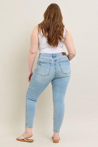 Judy Blue Mid Rise Tummy Control Vintage Wash Skinny Denim Jeans 88980
